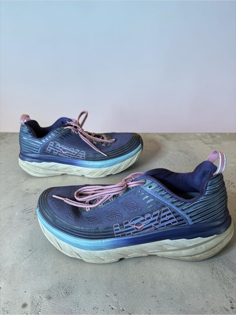 Hoka One One Bondi 6 Shoes US Womens Size 10 Blue Mesh Running Sneakers